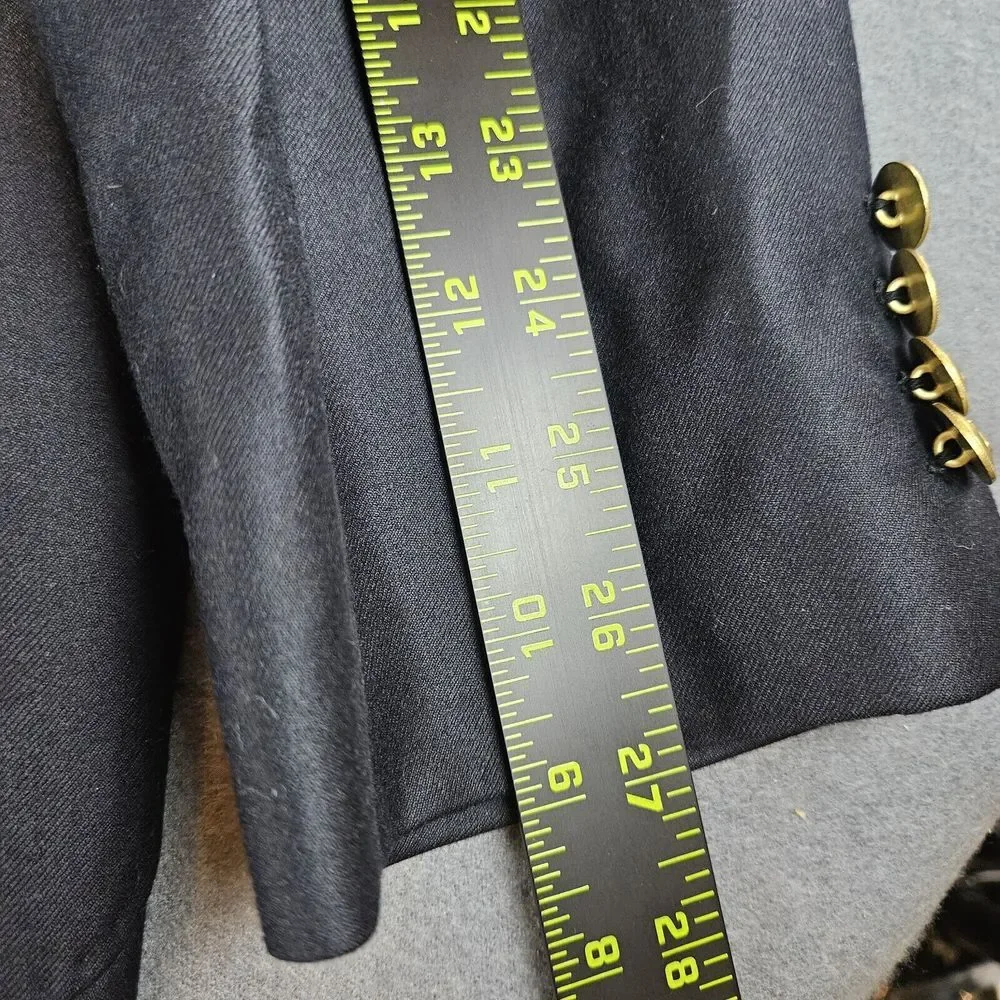 J Crew Ludlow Men Sports‎ Coat 44R Black Loro Piana Wool Blazer Gold Button